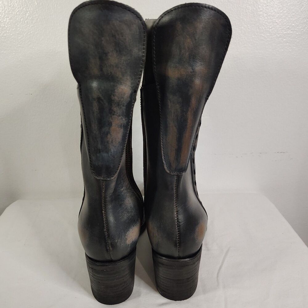 New! FREEBIRD "Dart" Black Leather Lace-Up Boots Size 8 Side Zip Distressed NIB - Picture 6 of 12